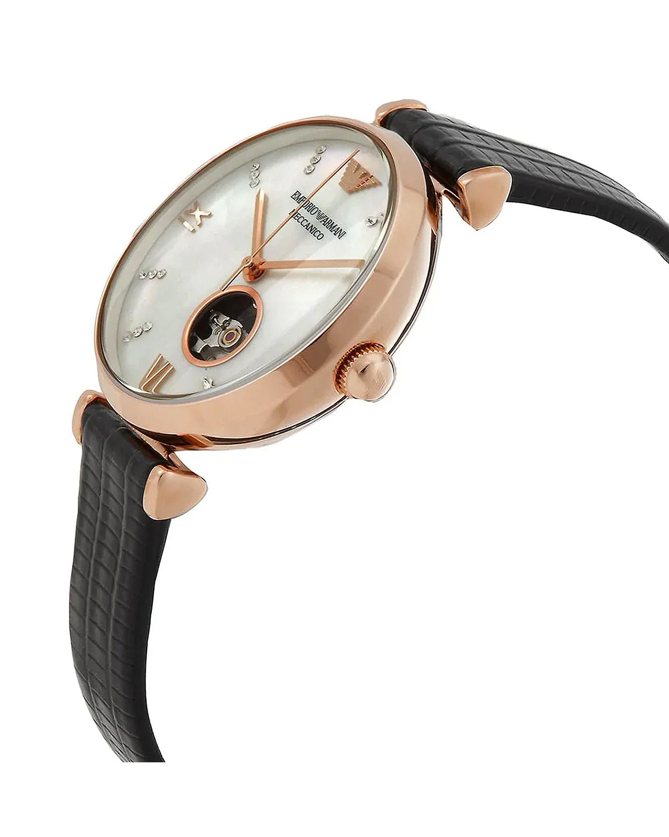 AR60047 Emporio Armani Automatic Black Leather Watch