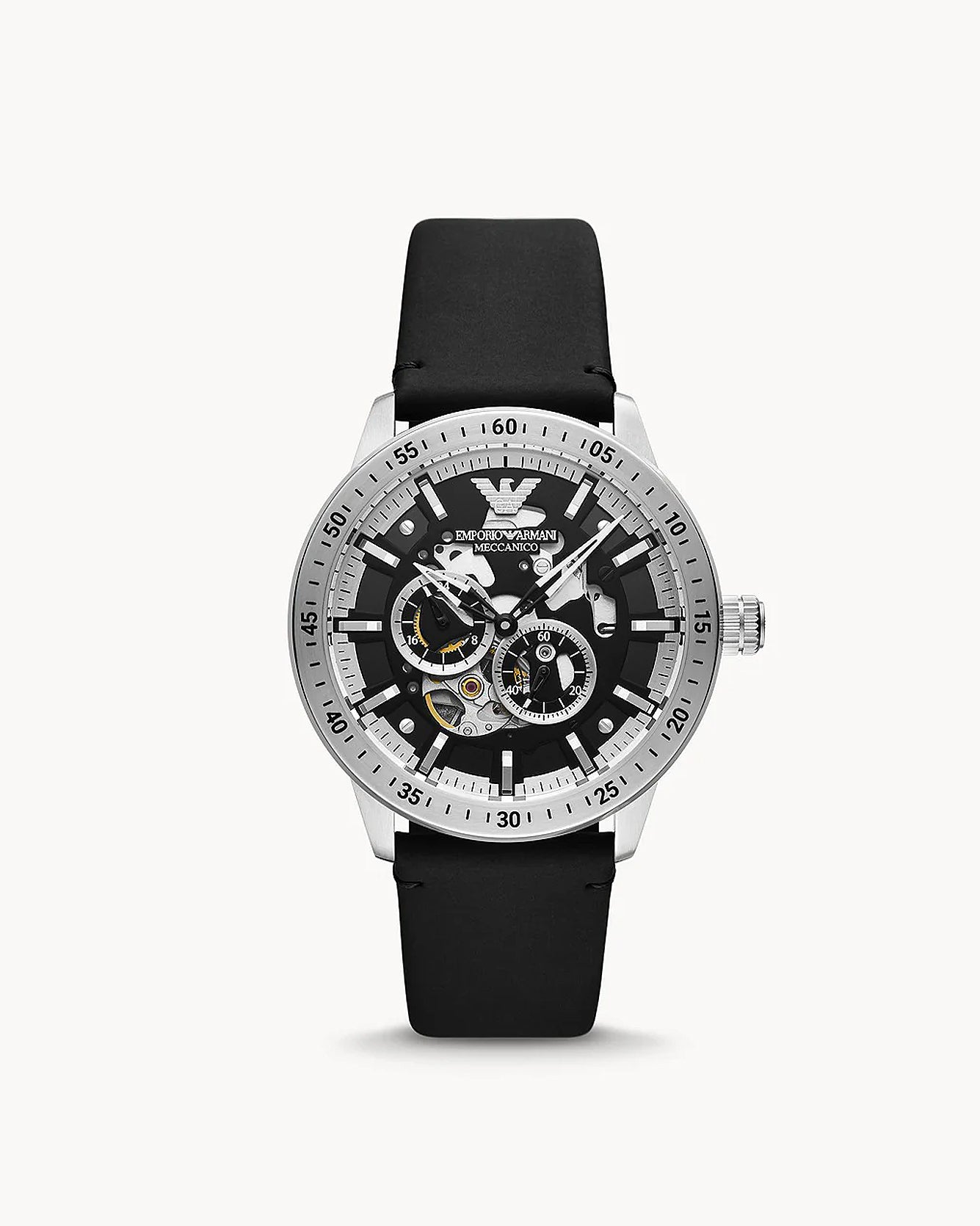 AR60051 - Emporio Armani Automatic Black Leather Watch