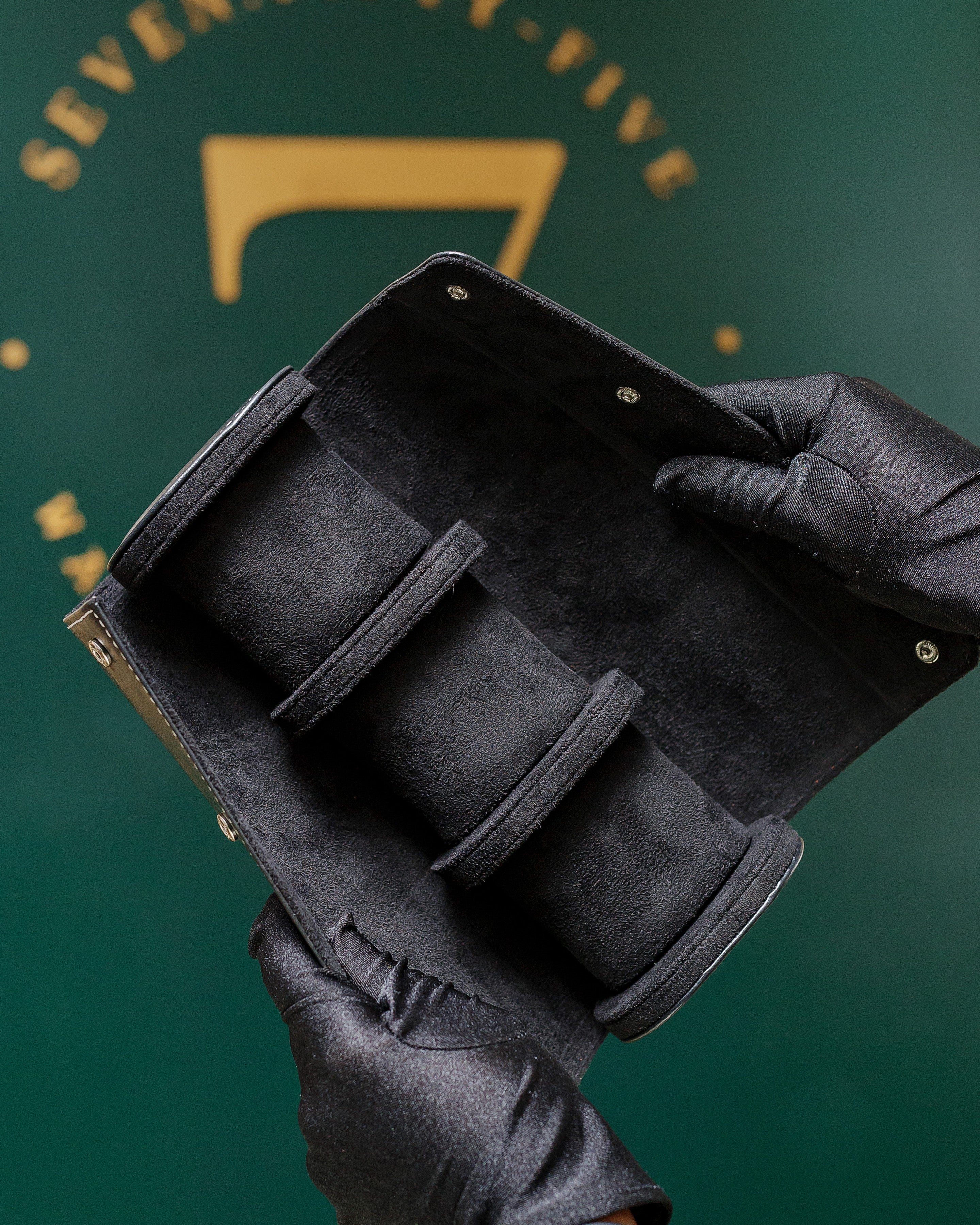 GZ Leather 3 Watch Roll - Black