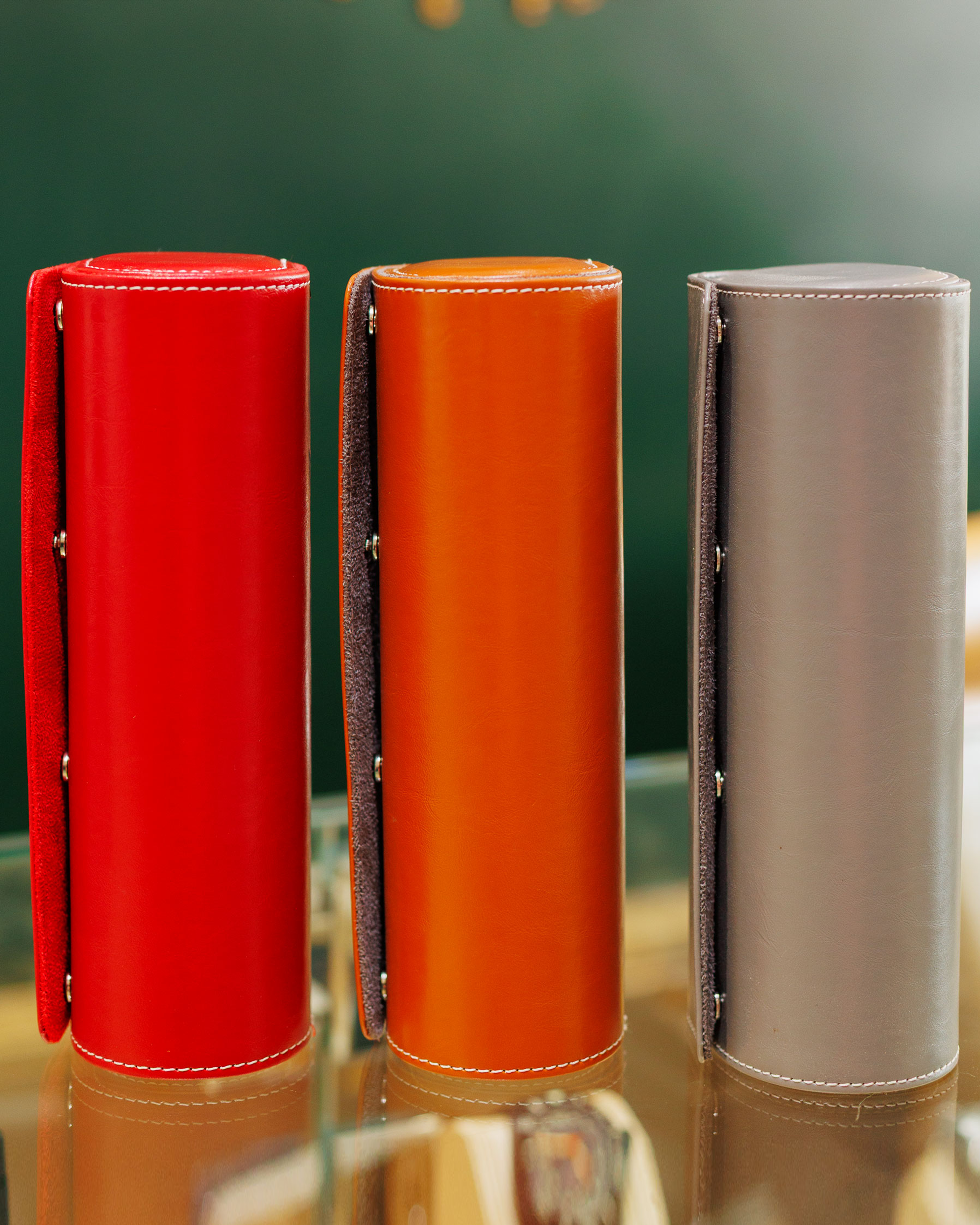 GZ Leather 3 Watch Roll - Red