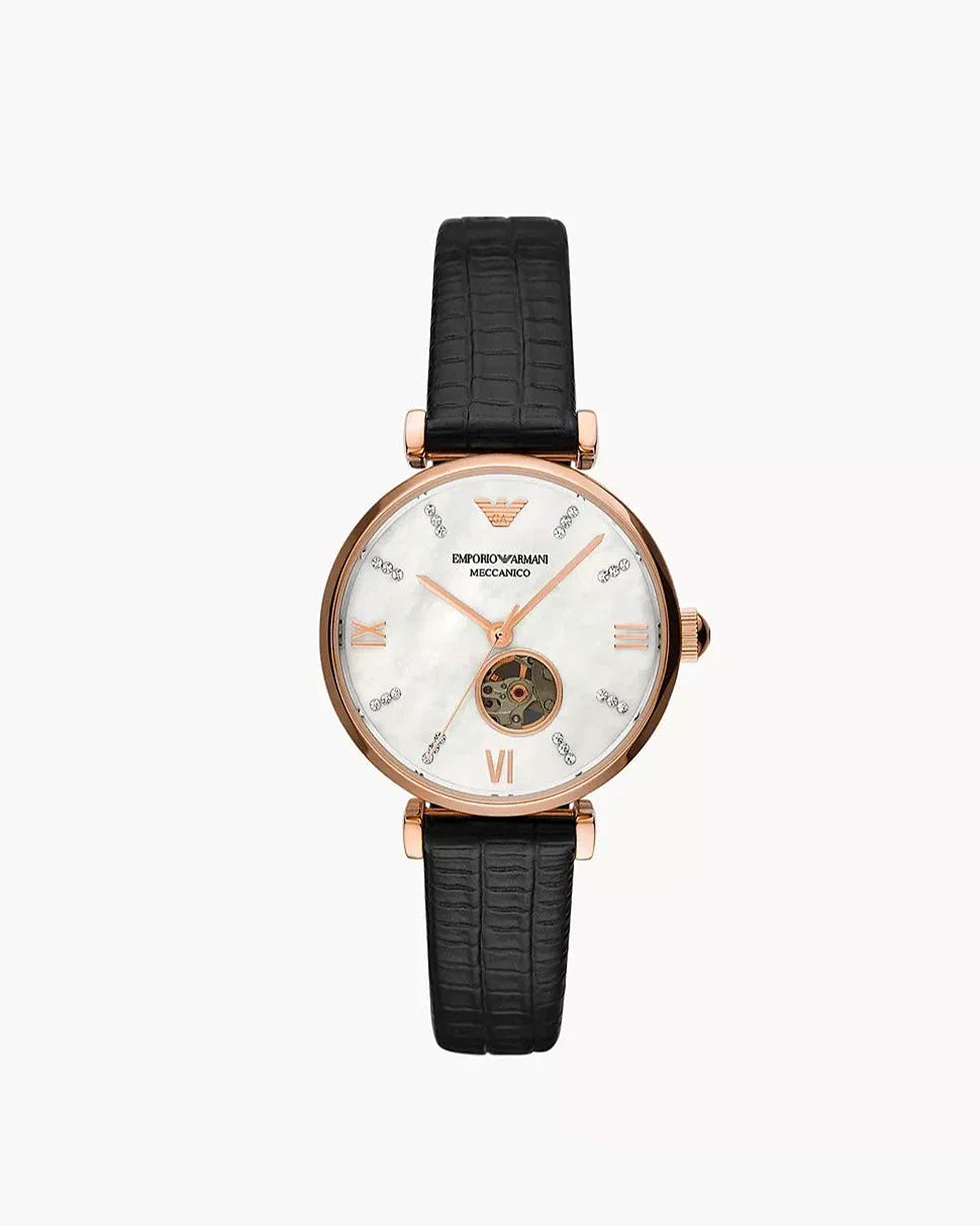 AR60047 Emporio Armani Automatic Black Leather Watch