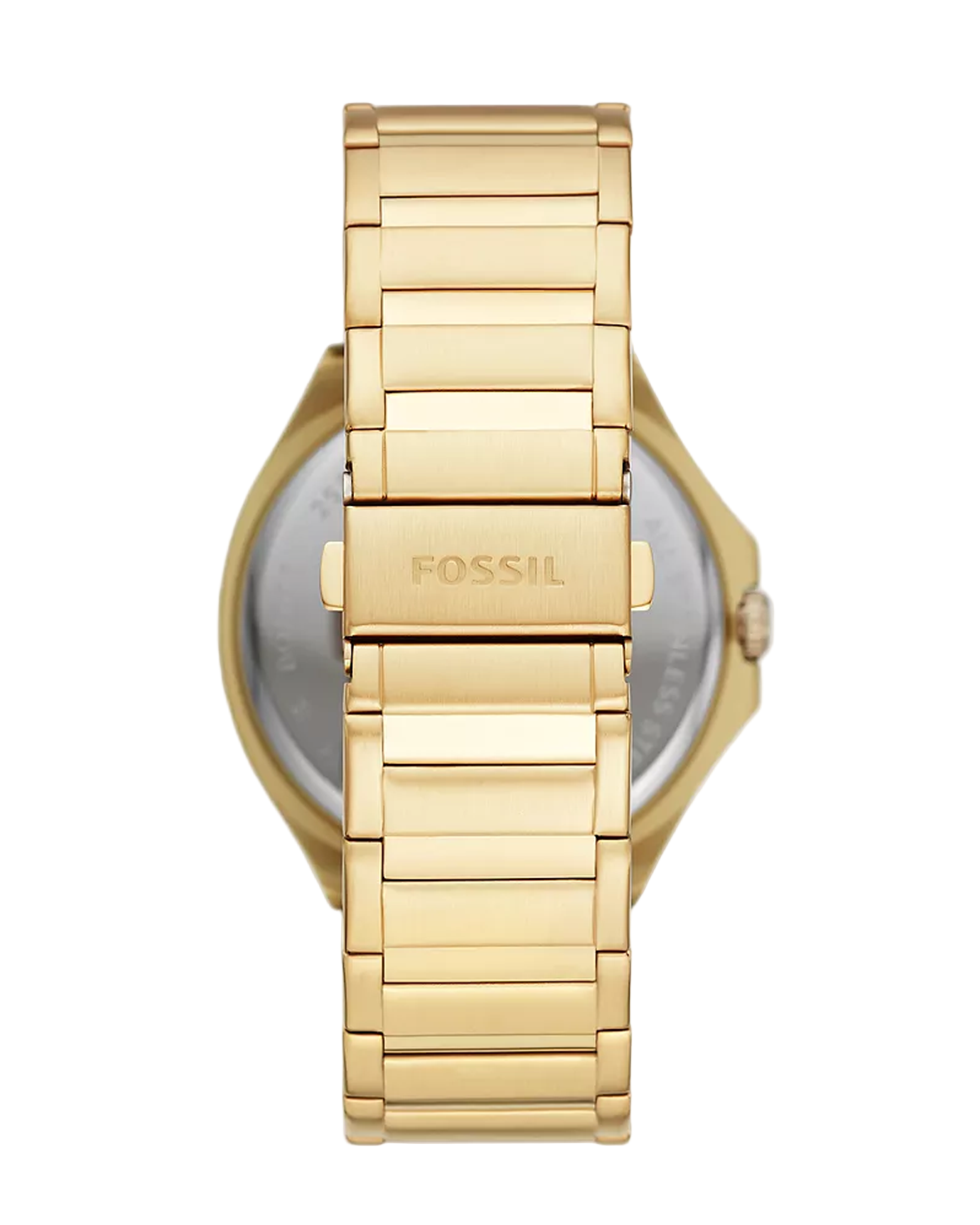Gold Fossil watch on a white background