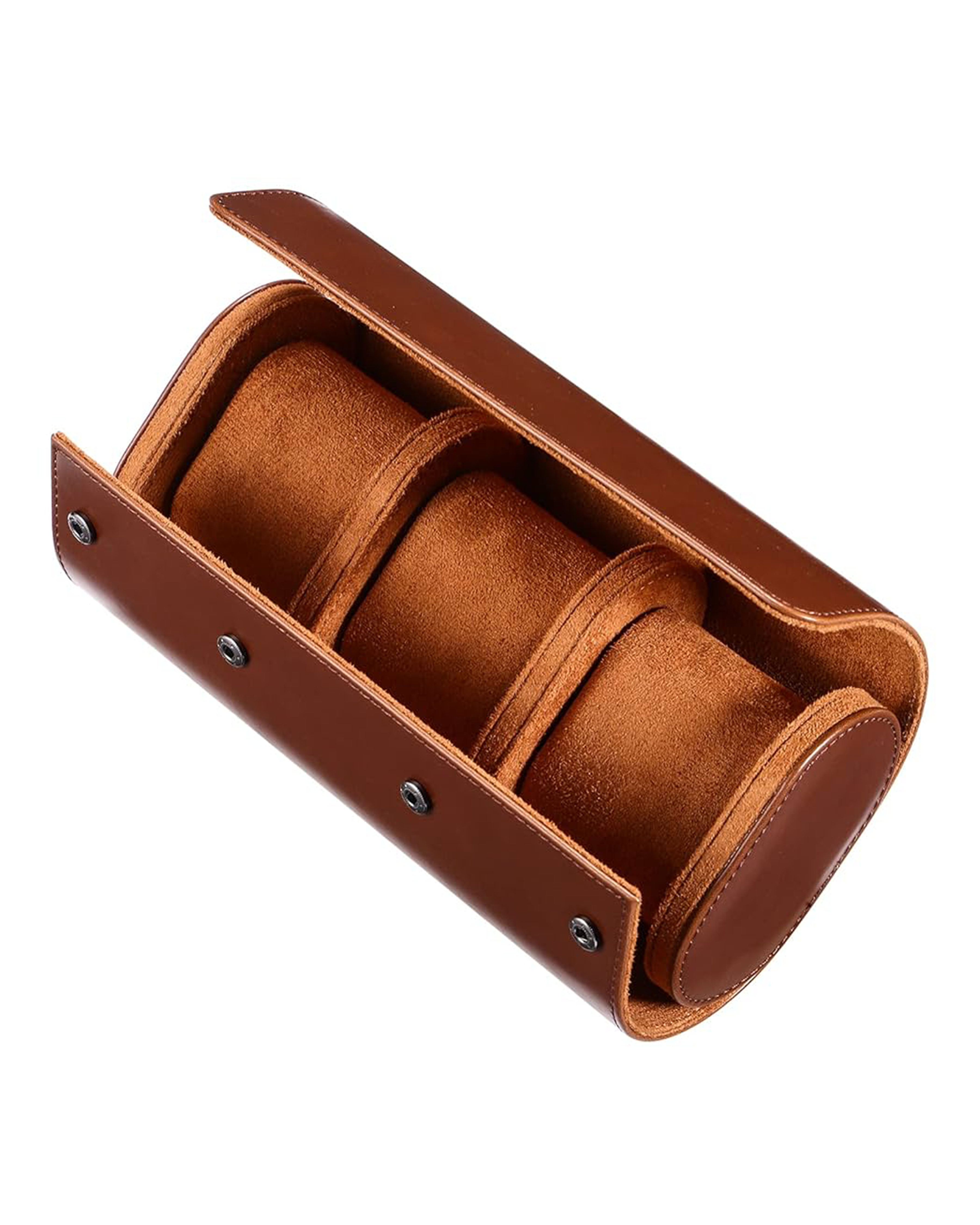 GZ Leather 3 Watch Roll - Brown