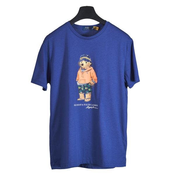 Polo Bear Beach Graphic T-shirt -Blue