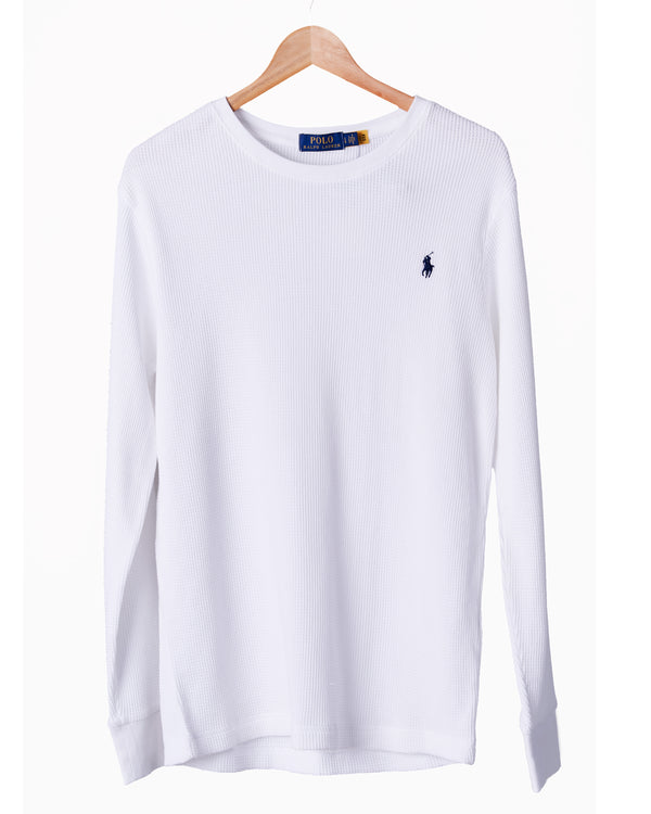 Polo Cashmere Waffle Knit Sweater -White